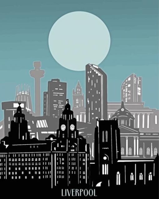 Liverpool Skyline Poster Art Paint By Numbers