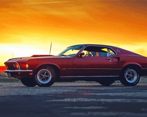 Old Mach 1 Mustang Paint By Numbers