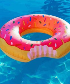 Pink Donut In Pool Paint By Numbers