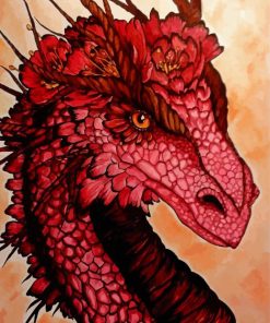 Red Flower Dragon Paint By Numbers