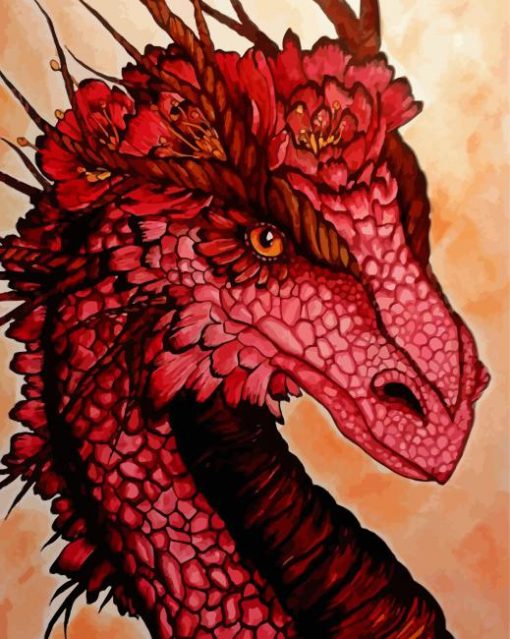 Red Flower Dragon Paint By Numbers