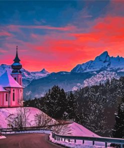 Sunset Winter Bavaria Paint By Numbers