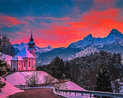 Sunset Winter Bavaria Paint By Numbers