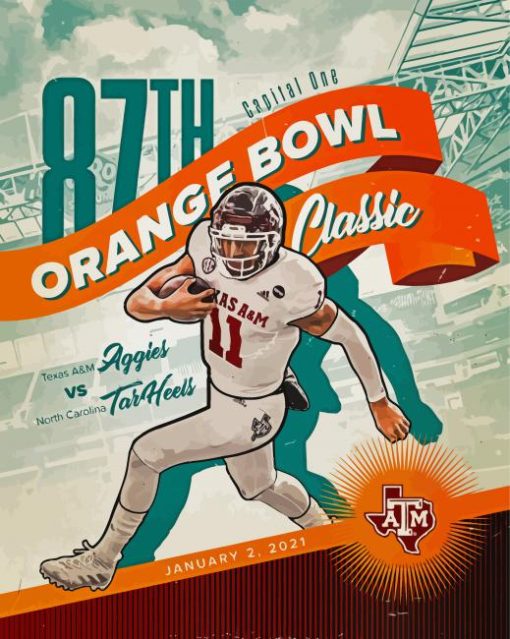 Texas A M Orange Bowl Poster Paint By Numbers