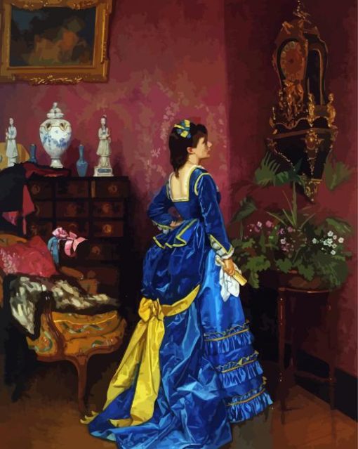 The Blue Dress By Auguste Toulmouche Paint By Numbers