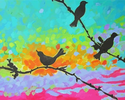 Three Birds Silhouette Paint By Numbers