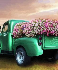 Truck With Flowers Paint By Numbers