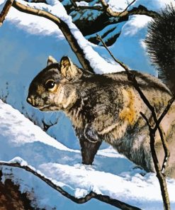 Winter Squirrel In The Forest Paint By Numbers