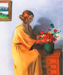 Woman Arranging Flowers In Vase Art Paint By Numbers