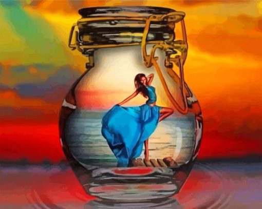 Woman In Bottle Art Paint By Numbers