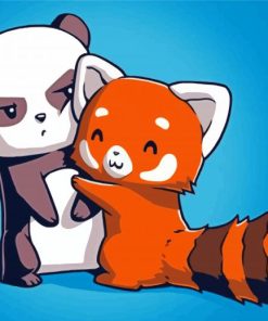 Aesthetic Panda And Fox Paint By Numbers