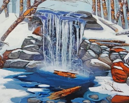 Aesthetic Winter Waterfall Art Paint By Numbers