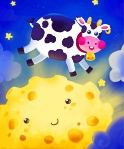 Cartoon Cow Jumping Over The Moon Paint By Numbers