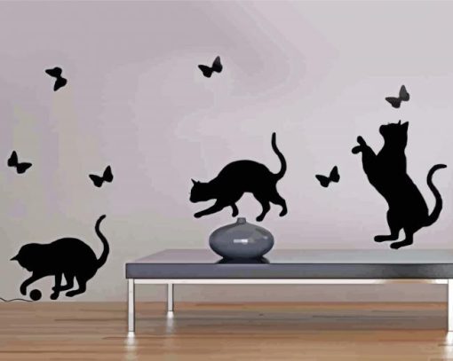 Cats Butterflies Wall Paint By Numbers