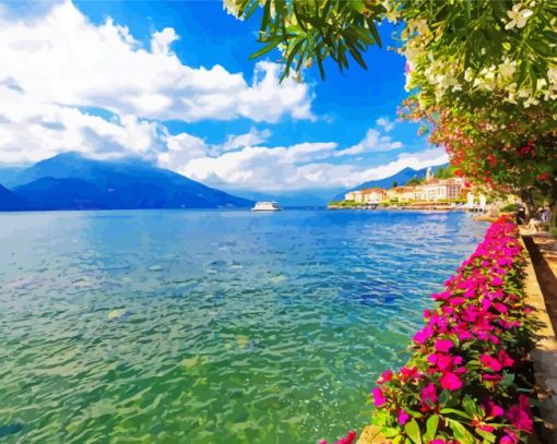 Flowers On The Lakeside Of Bellagio Province Of Como Paint By Numbers