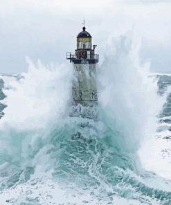 Lighthouse Crashing Waves Seascape Paint By Numbers