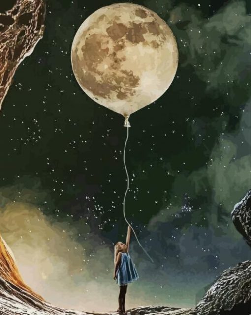 Little Girl Catching The Moon Paint By Numbers