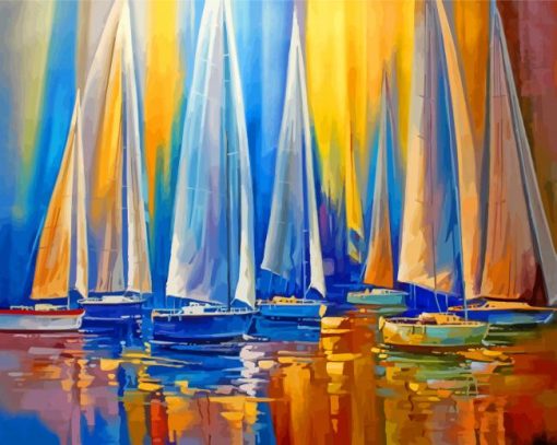 Ocean White Sailboats Art Paint By Numbers