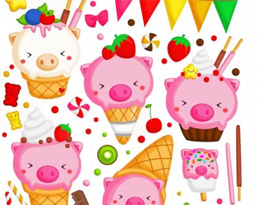 Pig Ice Creams Paint By Numbers