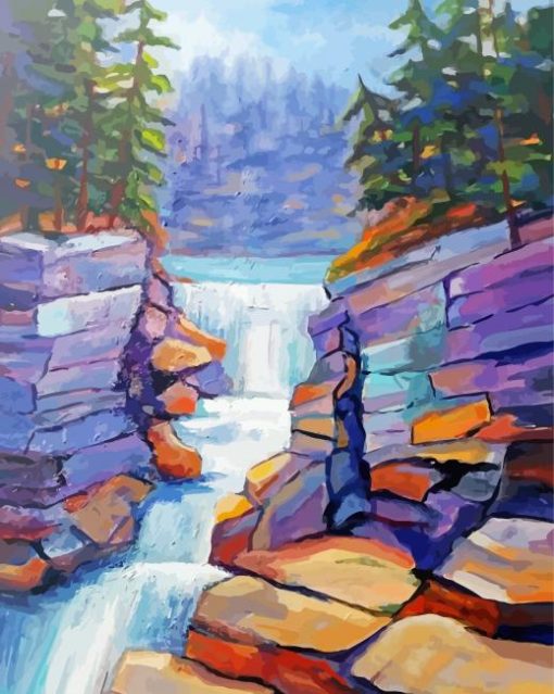 Rocky Mountain Waterfall Paint By Numbers