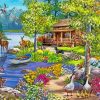 Spring Peace River Cabin Paint By Numbers