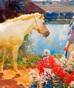 White Horse And Flowers Alfred Munnings Paint By Numbers