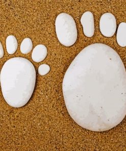 White Stones Footprints On Sand Paint By Numbers