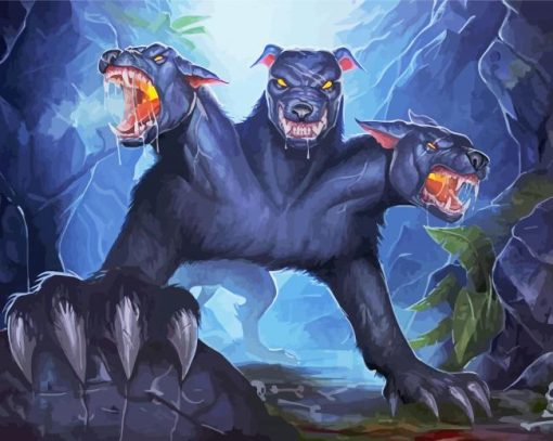 Black Three Headed Dog Paint By Numbers