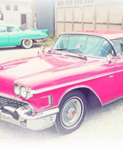 Blue And Pink Cadillac Paint By Numbers