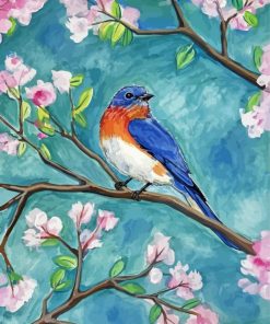 Blue Bird And Blossom Paint By Numbers