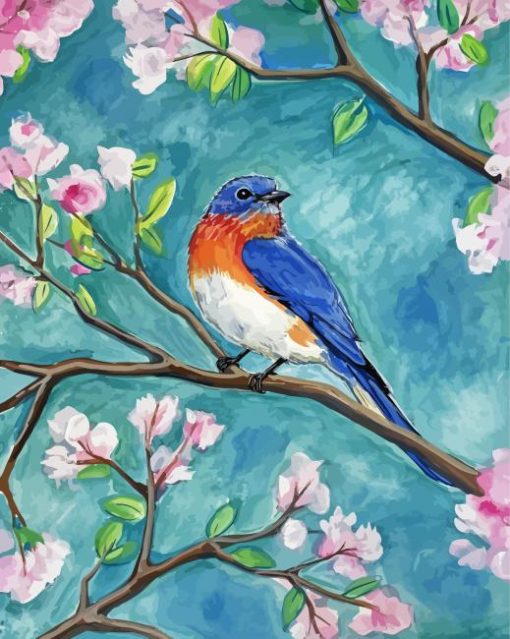 Blue Bird And Blossom Paint By Numbers
