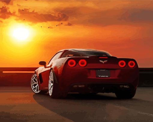 Corvette Z06 With Sunset Paint By Numbers