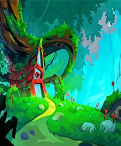 Forest Fantasy House Cartoon Paint By Numbers