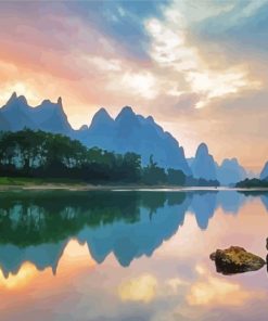 Guilin Mountains Reflection Paint By Numbers