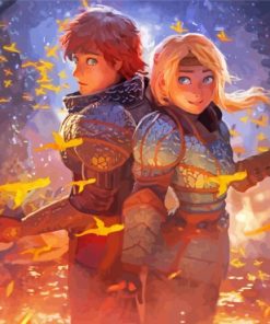 Hiccup And Astrid Characters Art Paint By Numbers