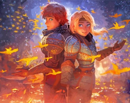 Hiccup And Astrid Characters Art Paint By Numbers