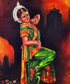 Hindu Dancer In Green Paint By Numbers