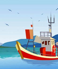 Illustration Wooden Trawler Paint By Numbers