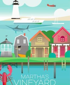 Illustration Marthas Vineyard Poster Paint By Numbers