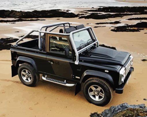 Land Rover Truck On The Beach Paint By Numbers