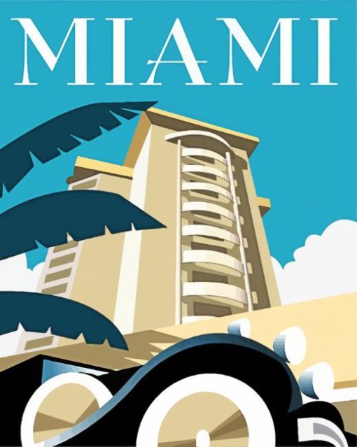 Miami Art Deco Travel Poster Paint By Numbers