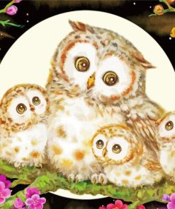 Owls With Flowers Paint By Numbers