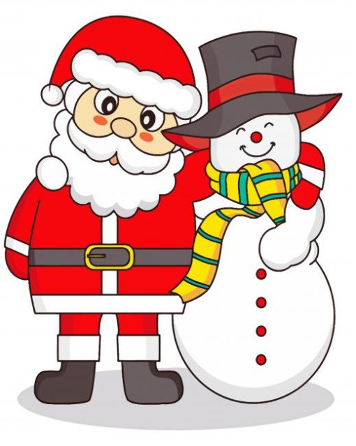 Santa With Snowman Illustration Paint By Numbers