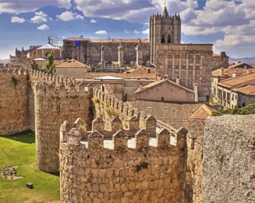 Spain Avila Cathedral Paint By Numbers