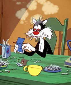 Sylvester Cat Smoking Paint By Numbers