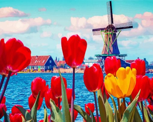 Tulpen En Molen Paint By Numbers