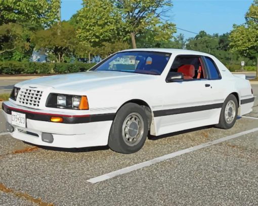 White 1986 Ford Tbird Paint By Numbers