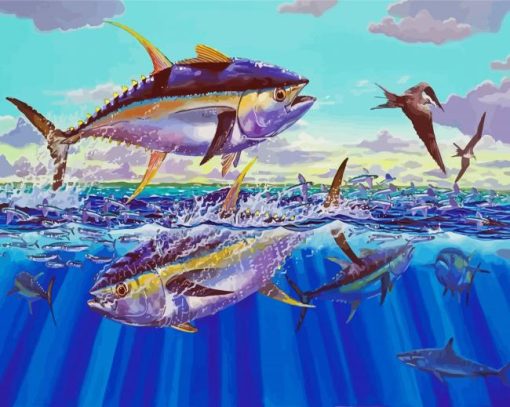 Yellowfin Tuna Underwater Paint By Numbers