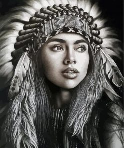 Aesthetic Black And White Native Girl Paint By Numbers