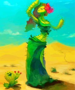 Aesthetic Cactus Girl Paint By Numbers